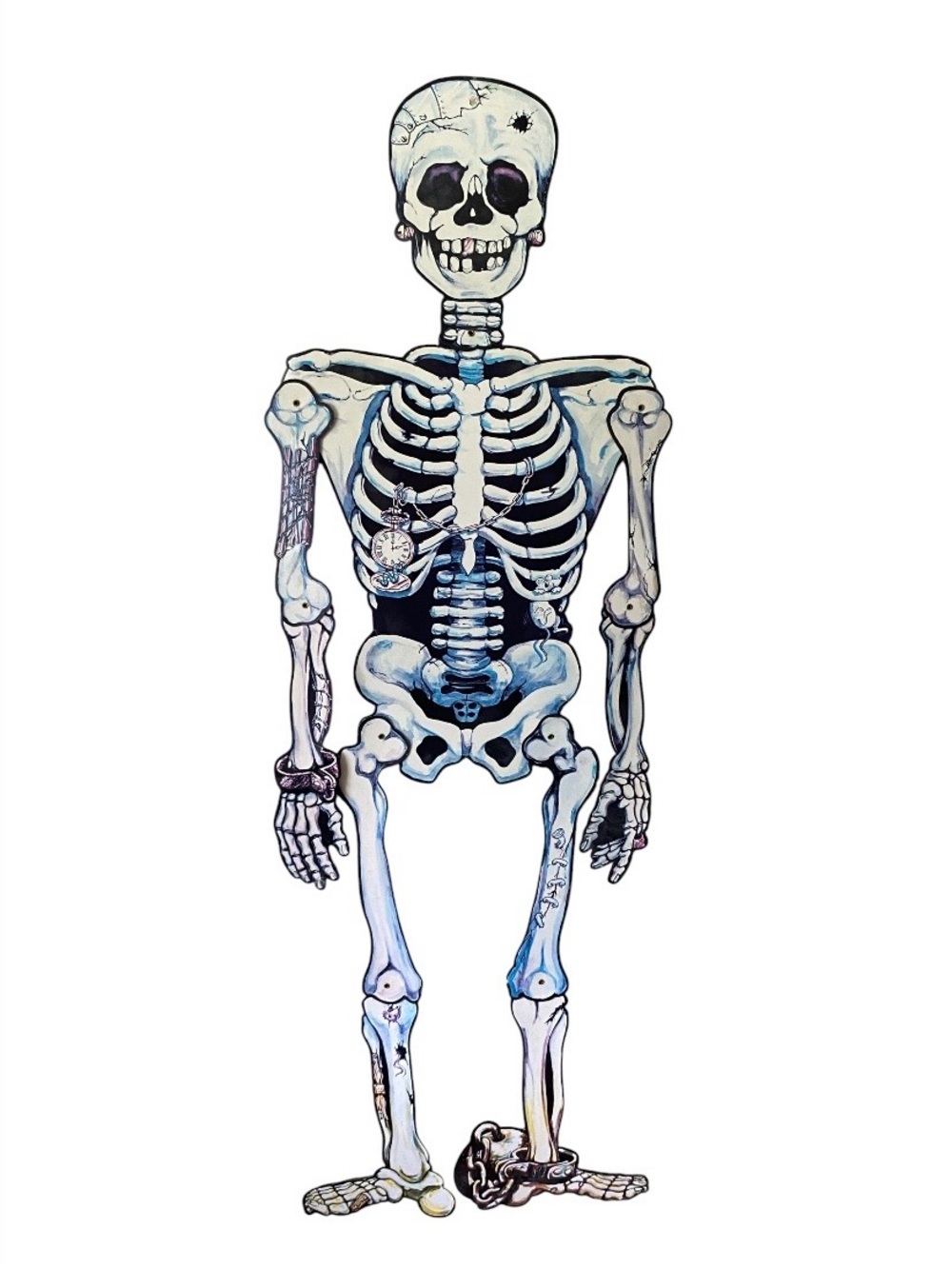 Vintage Skeleton Halloween Die Cut Jointed Articulated 56” Prisoner Mice Rare